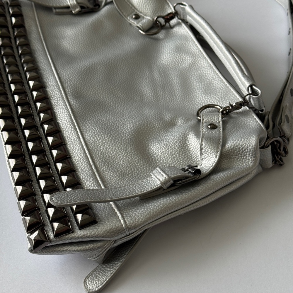 Silver Handbag with Studs Design |Shoulder Bag - Picture 5 of 11
